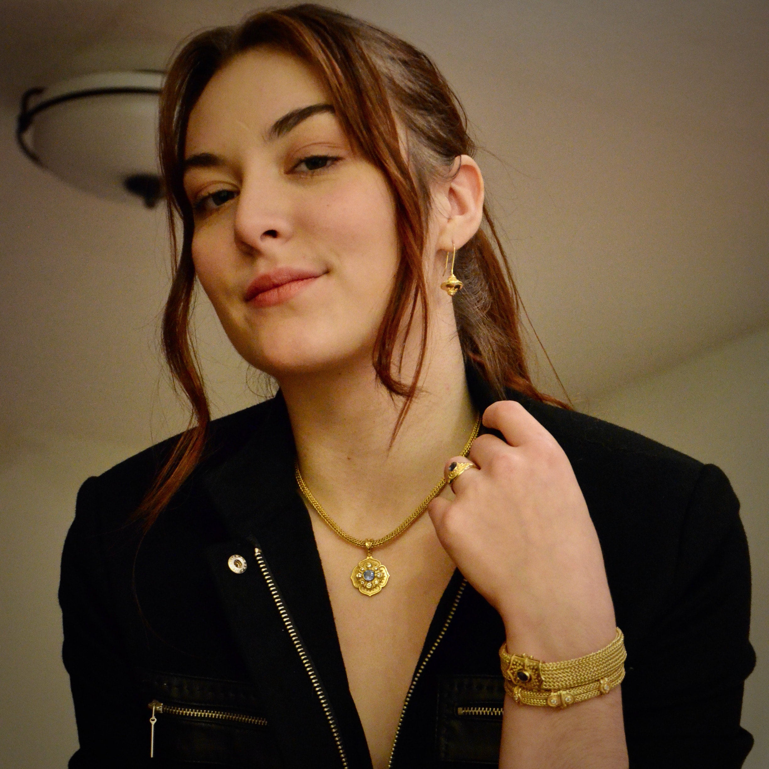 Natural Blue Sapphire Flower Necklace Enhancer Pendant