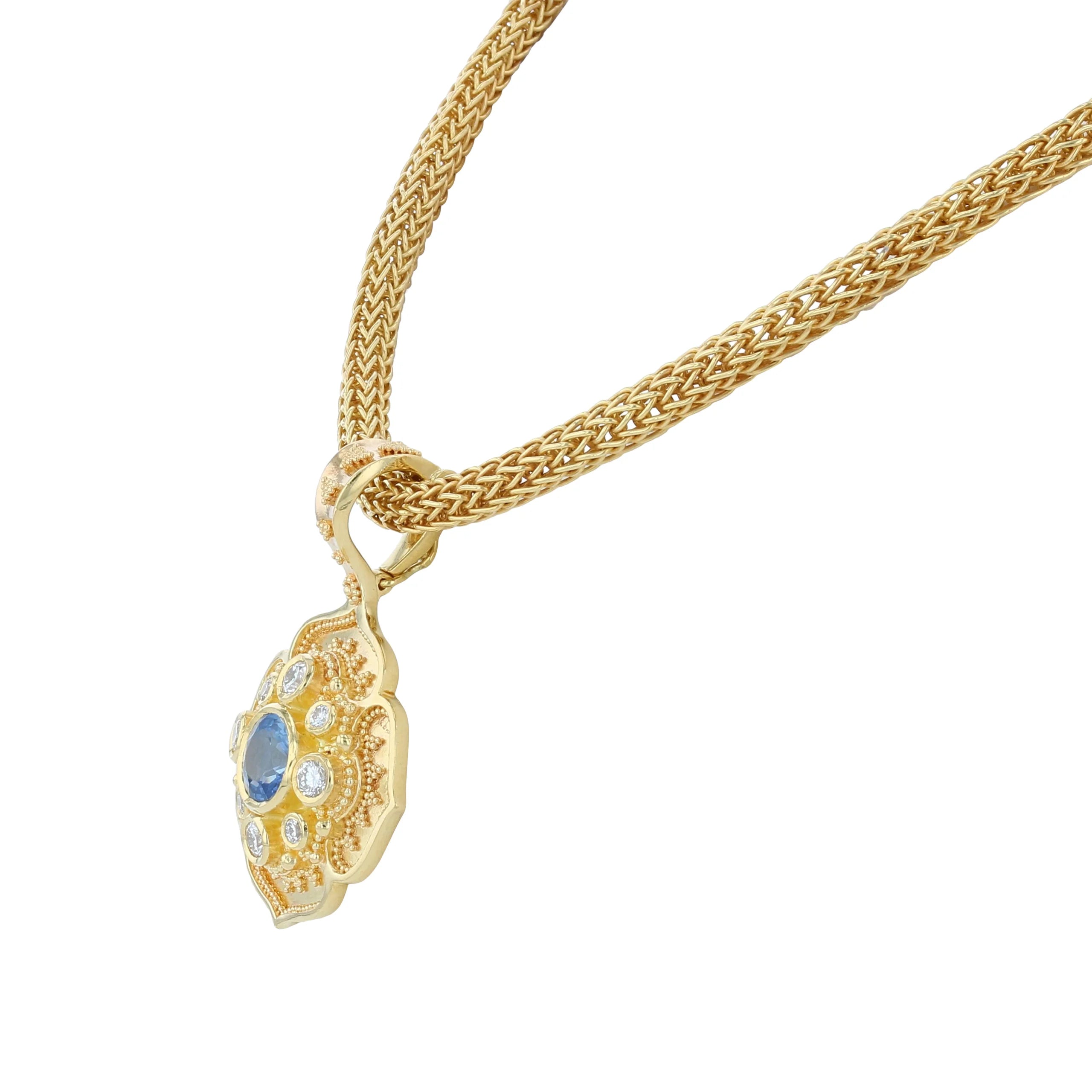 Natural Blue Sapphire Flower Necklace Enhancer Pendant