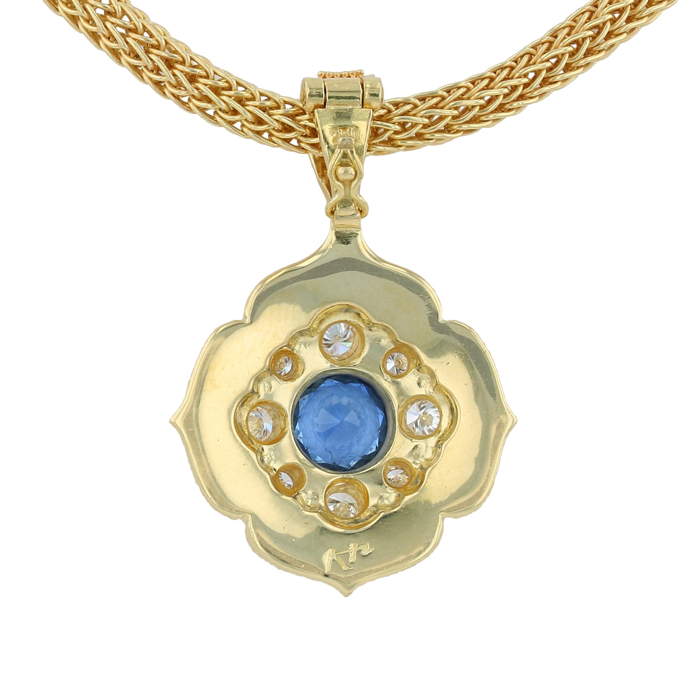 Natural Blue Sapphire Flower Necklace Enhancer Pendant
