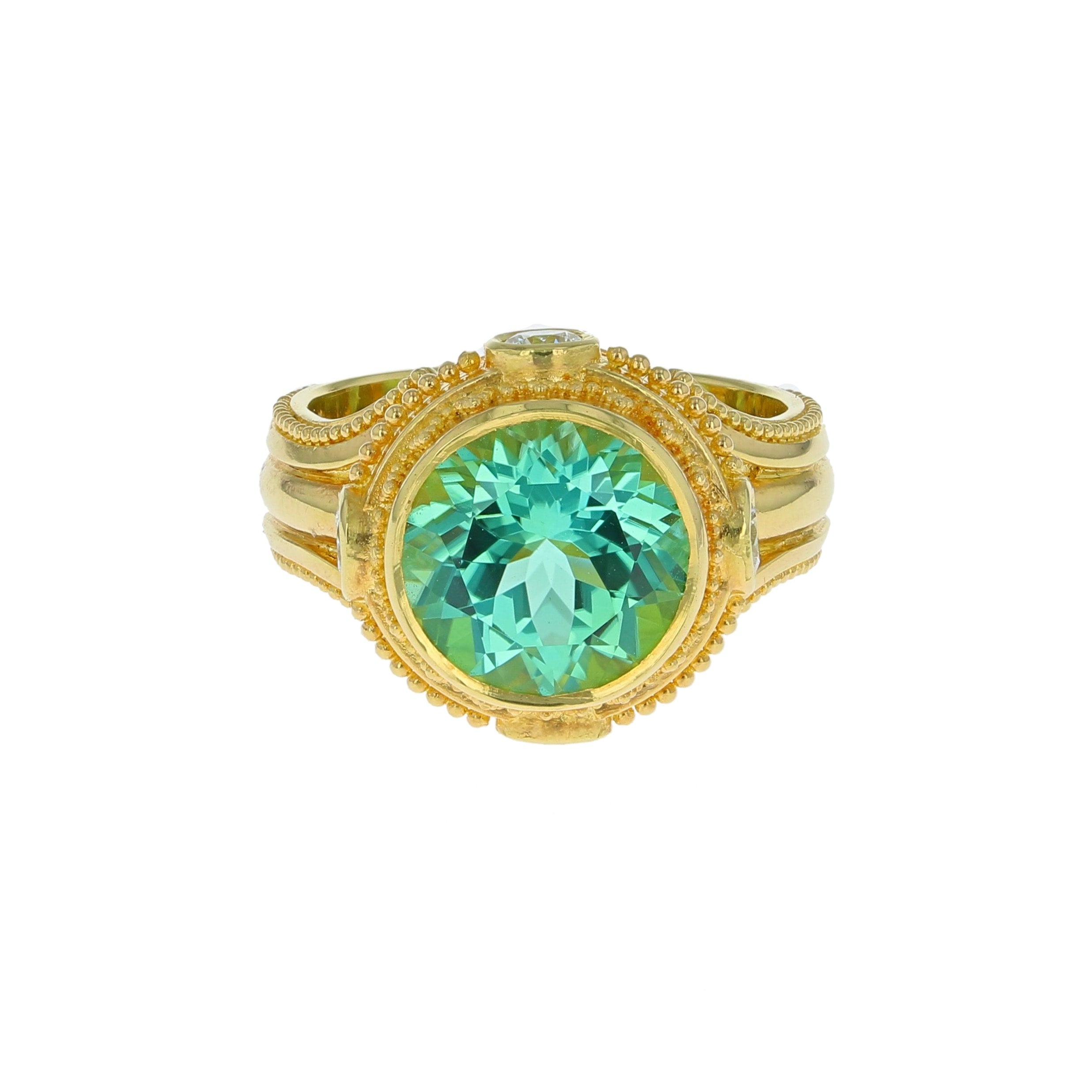 Seafoam Tourmaline, Diamond Cocktail ring