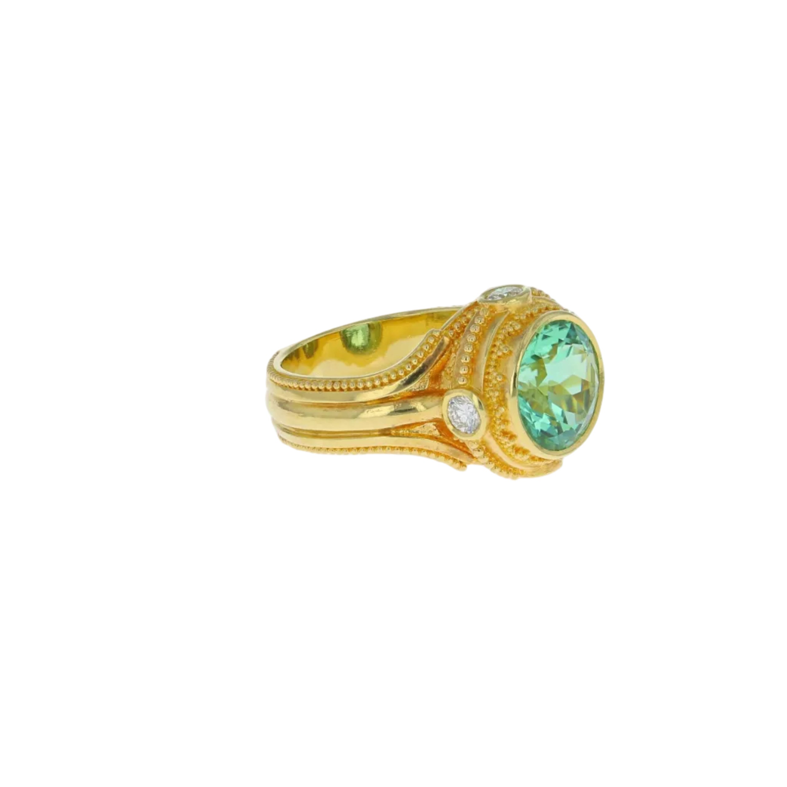 Seafoam Tourmaline, Diamond Cocktail ring