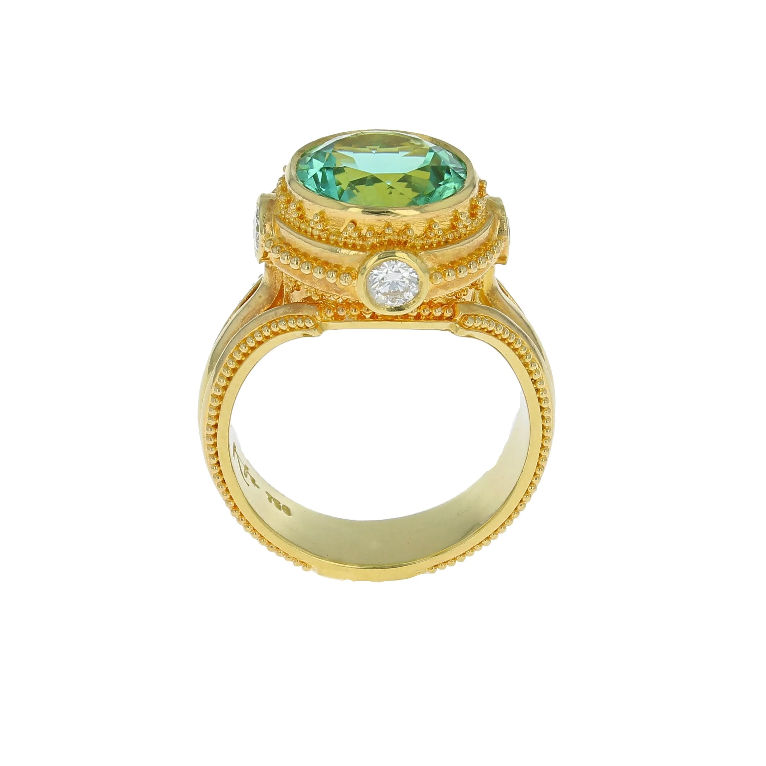Seafoam Tourmaline, Diamond Cocktail ring