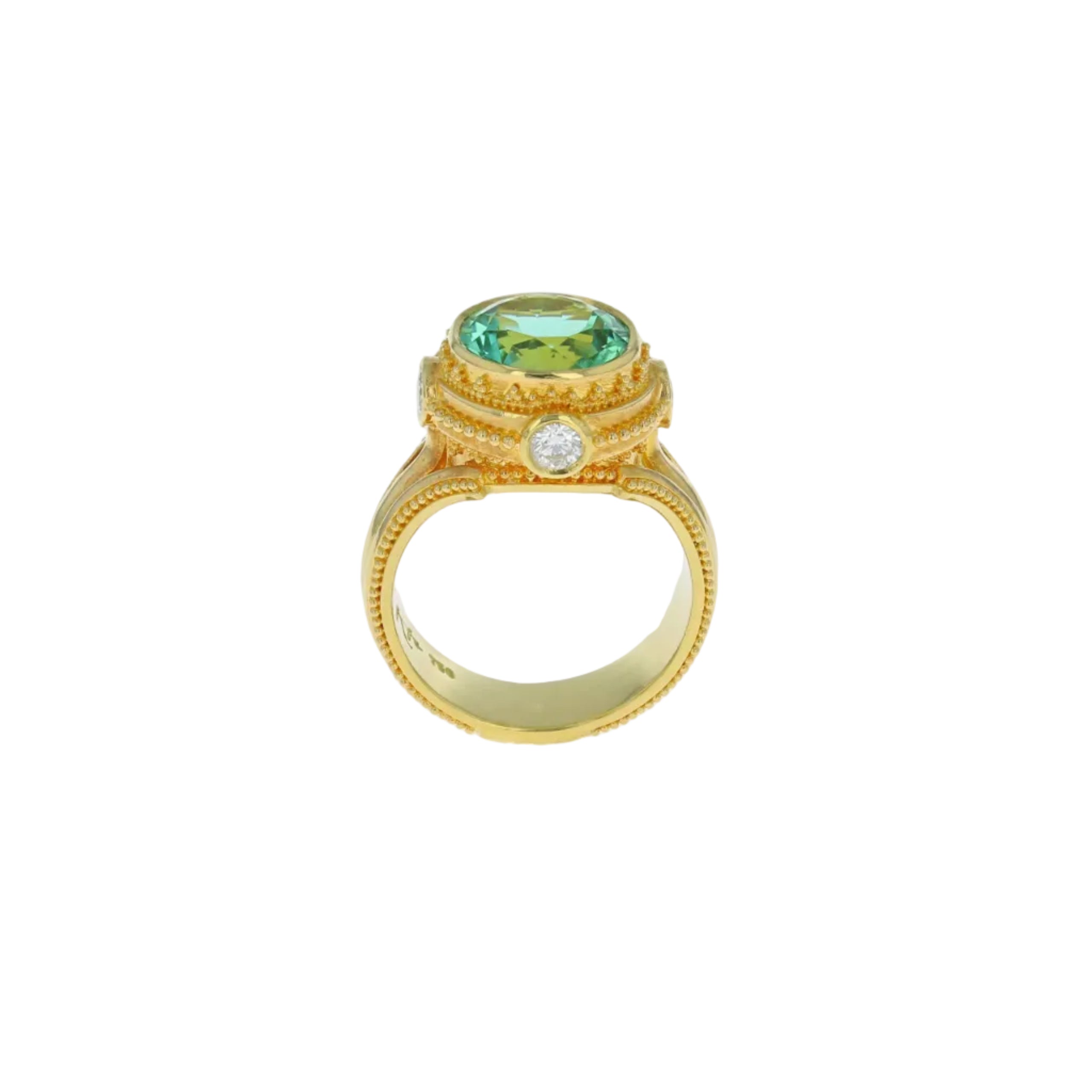 Seafoam Tourmaline, Diamond Cocktail ring