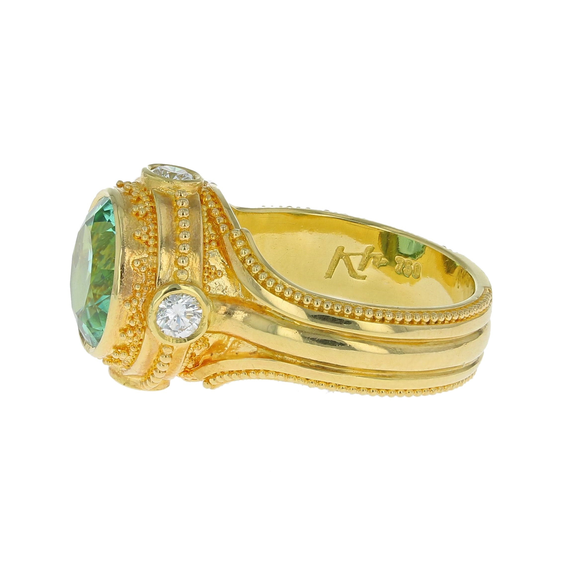 Seafoam Tourmaline, Diamond Cocktail ring