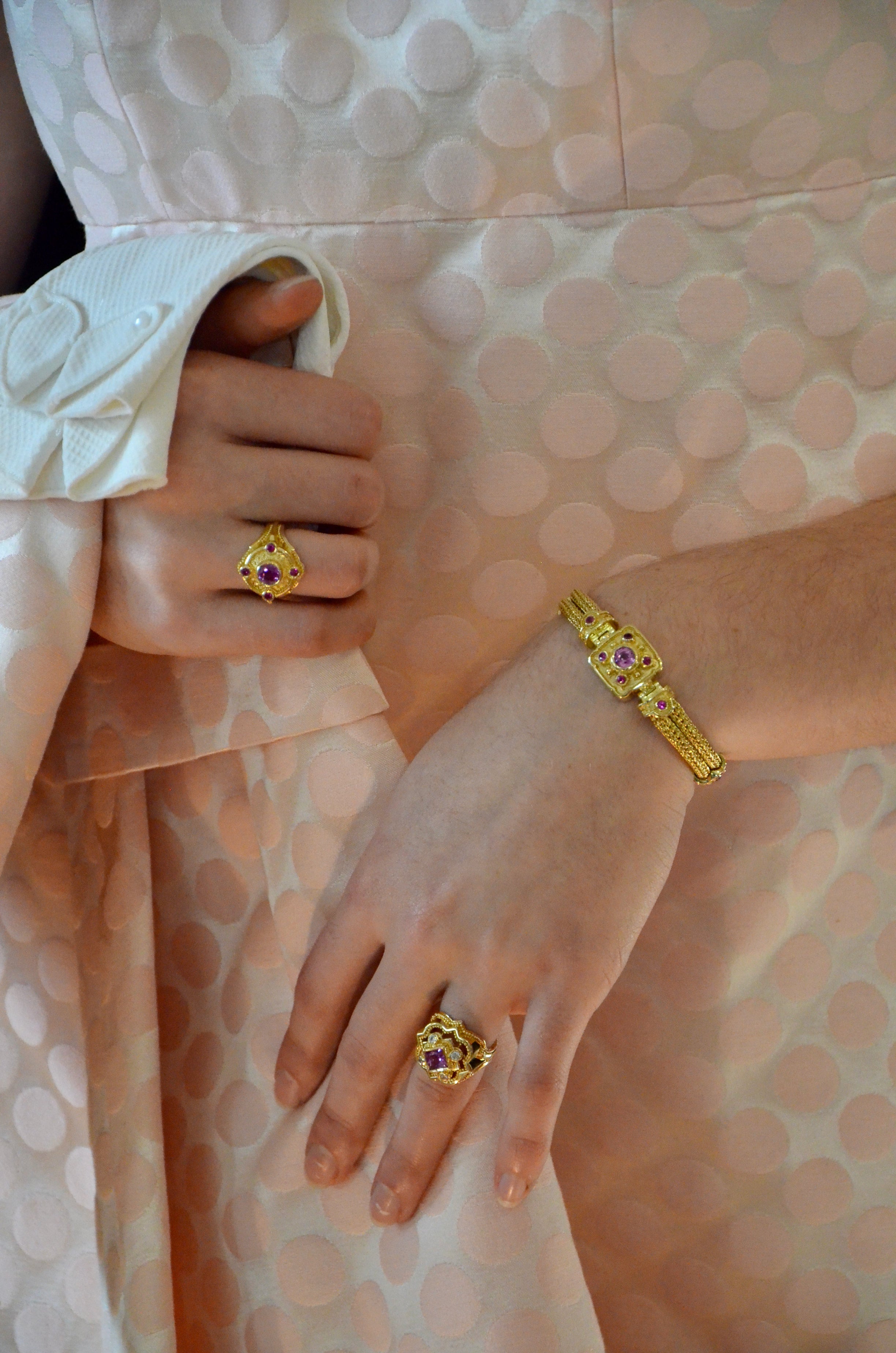 Princess Cut Pink Sapphire with Diamonds Cocktail Ring