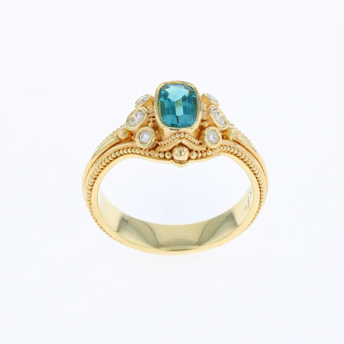 Indicolite Tourmaline, Diamond Cocktail Ring