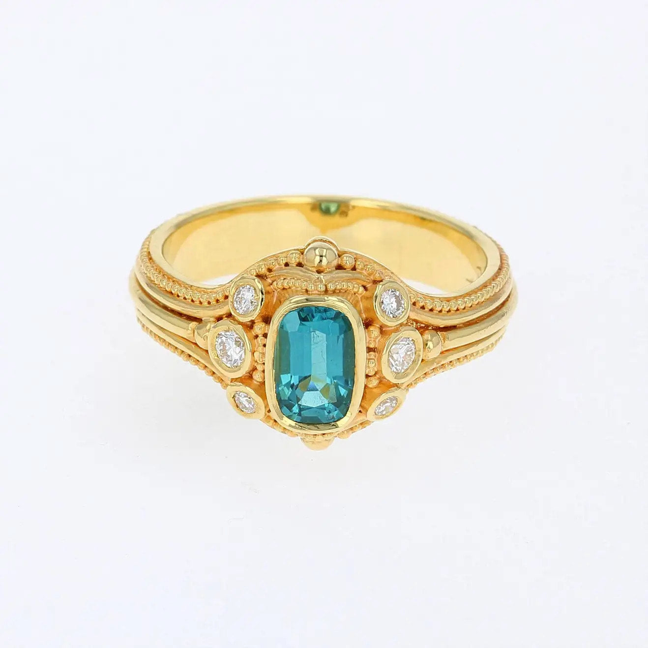 Indicolite Tourmaline, Diamond Cocktail Ring