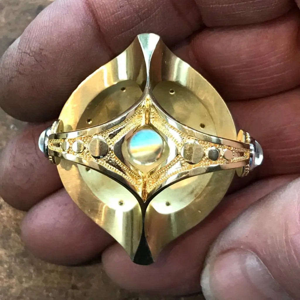 Polka Dot Mandala Hand Ornament in 18K and Platinum