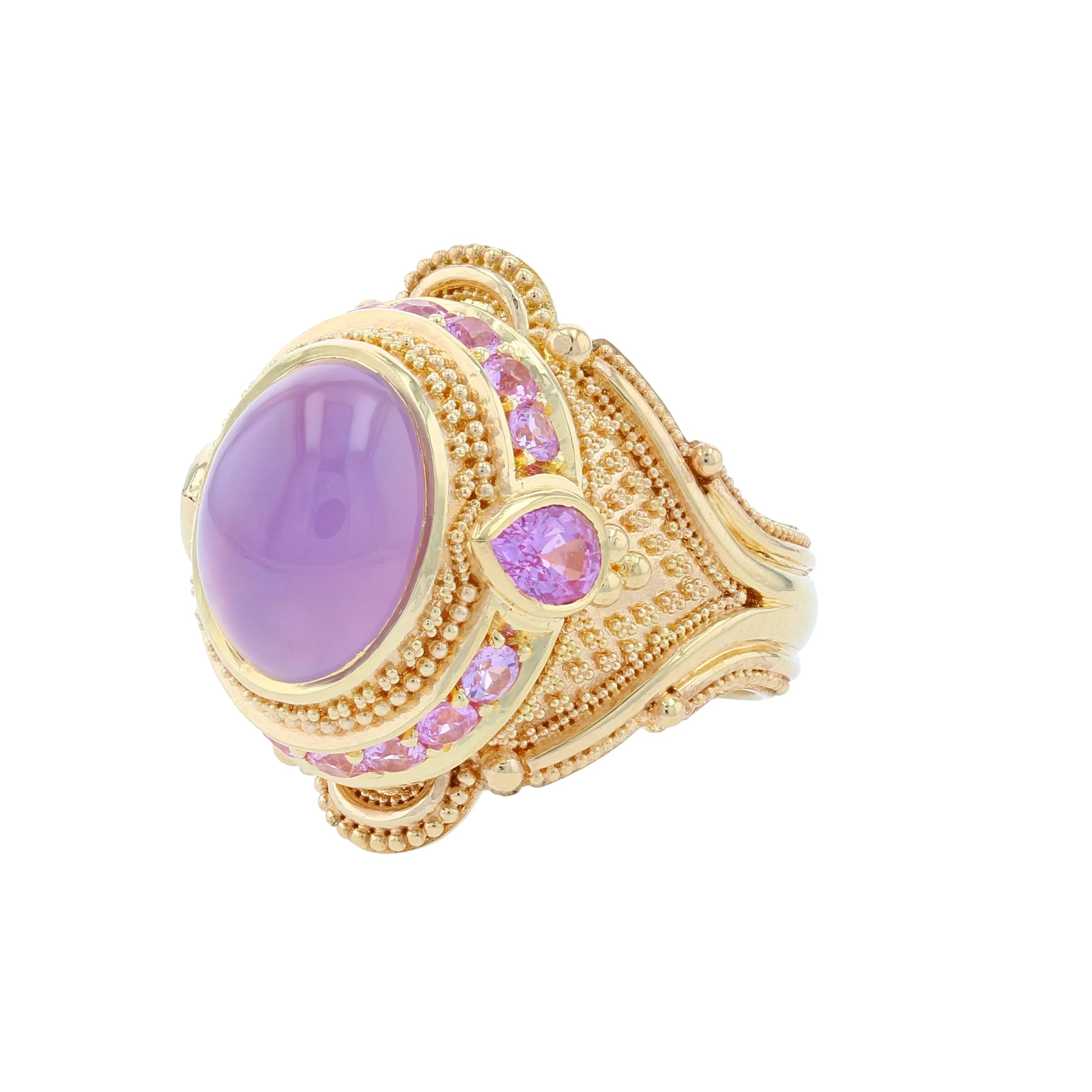 Holly Agate and Pink Sapphire Cocktail Ring
