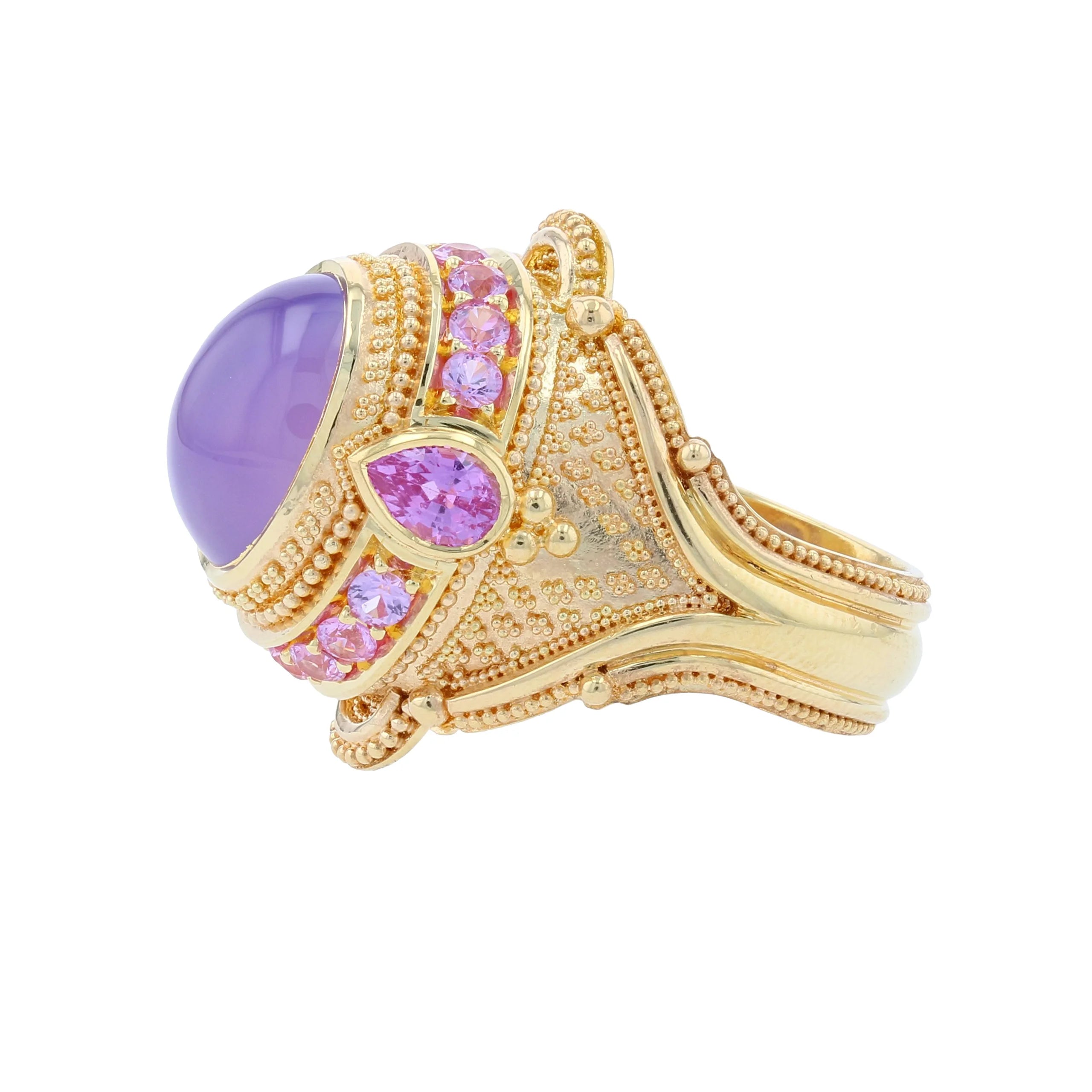 Holly Agate and Pink Sapphire Cocktail Ring