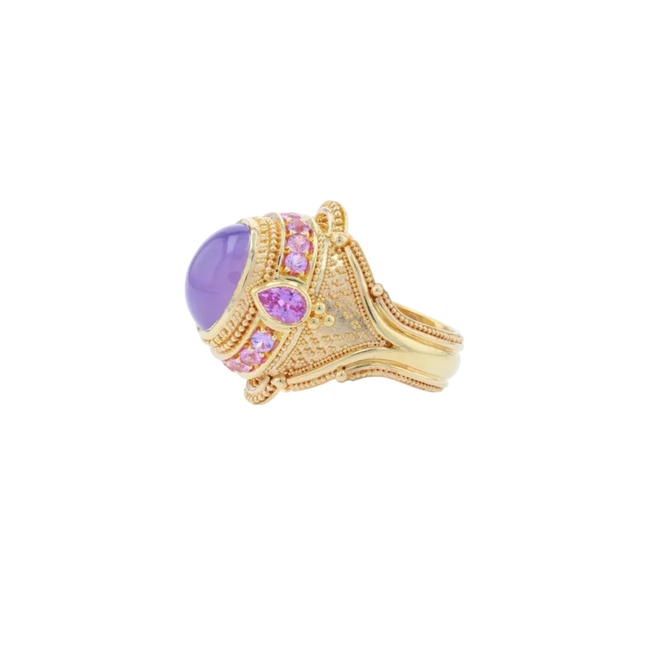 Holly Agate and Pink Sapphire Cocktail Ring