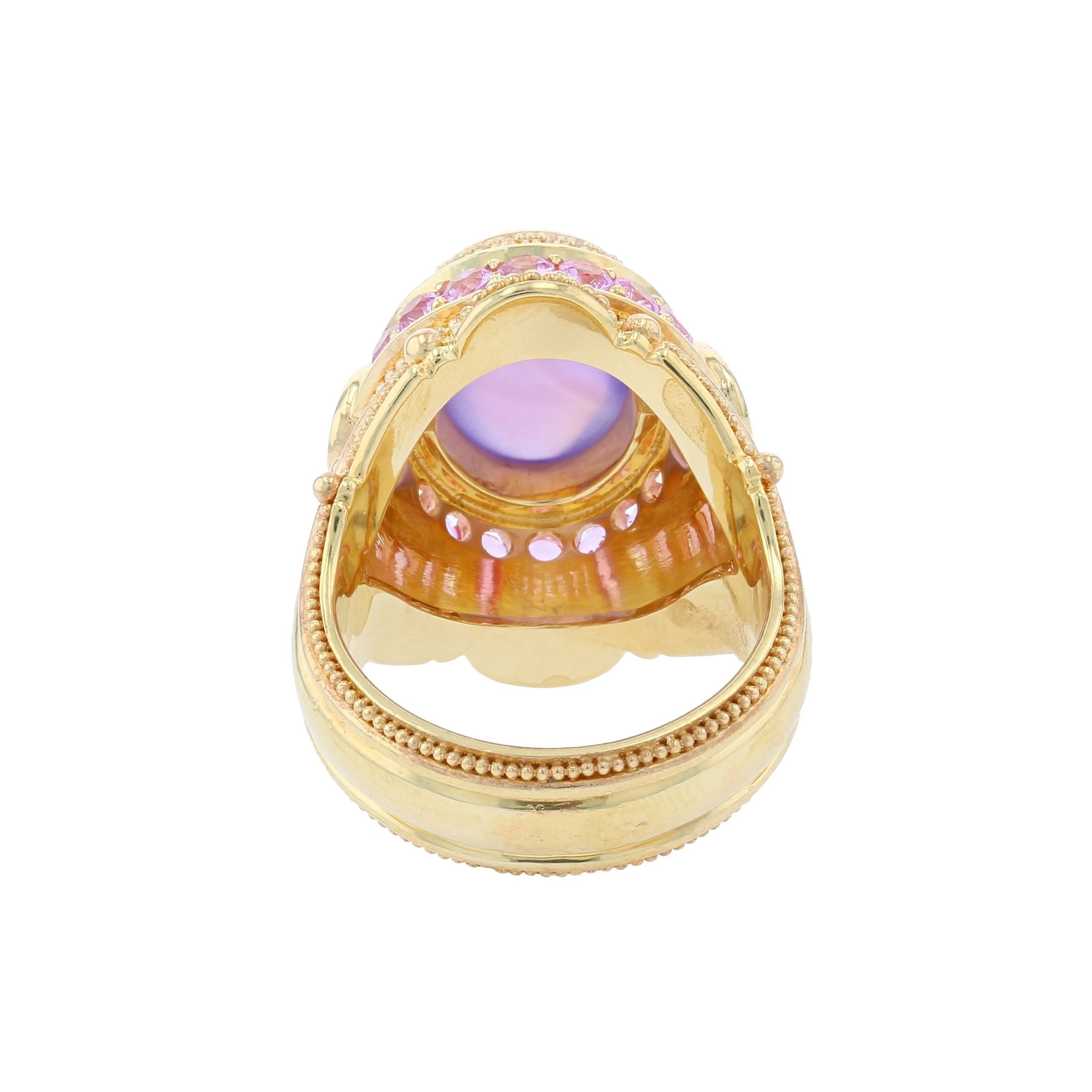 Holly Agate and Pink Sapphire Cocktail Ring