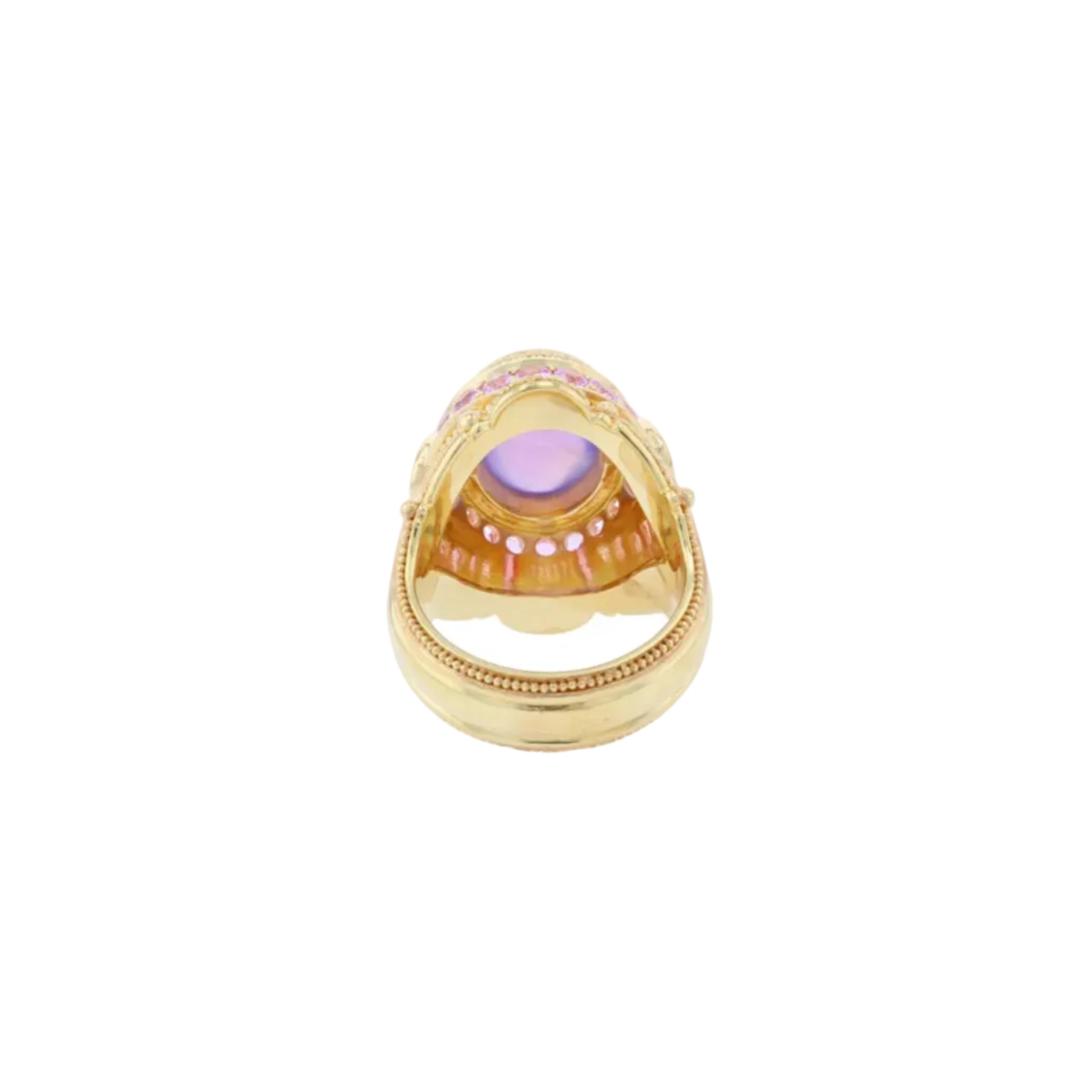 Holly Agate and Pink Sapphire Cocktail Ring