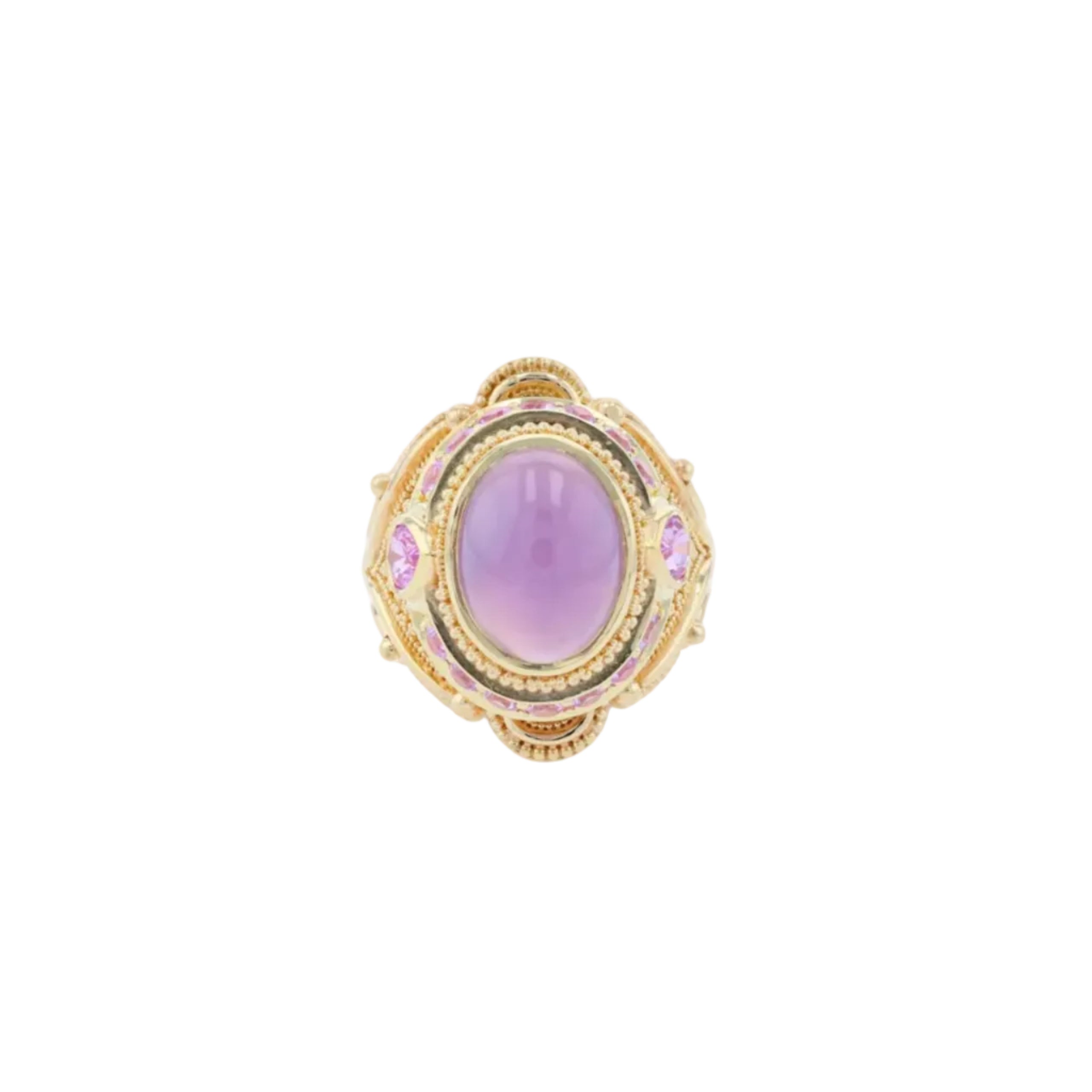 Holly Agate and Pink Sapphire Cocktail Ring