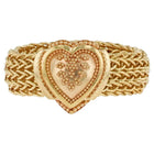 All Gold Heart Ring with a Woven Chain Band
