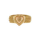 All Gold Heart Ring with a Woven Chain Band
