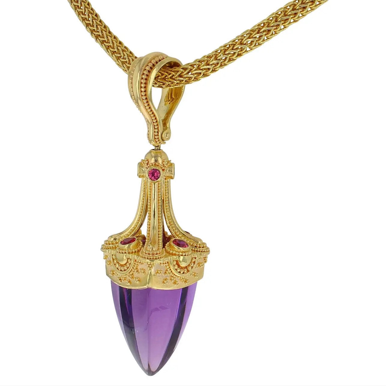 Amethyst and Spinel Pendulum Drop Pendant