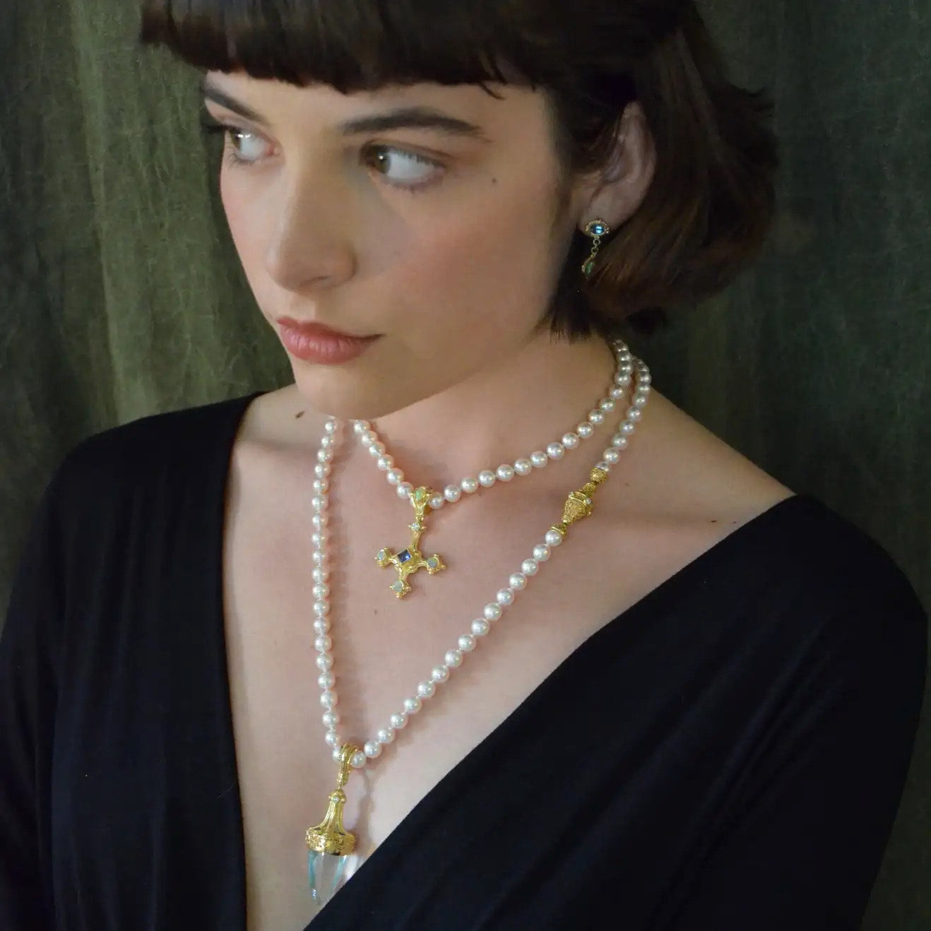 Amethyst and Spinel Pendulum Drop Pendant