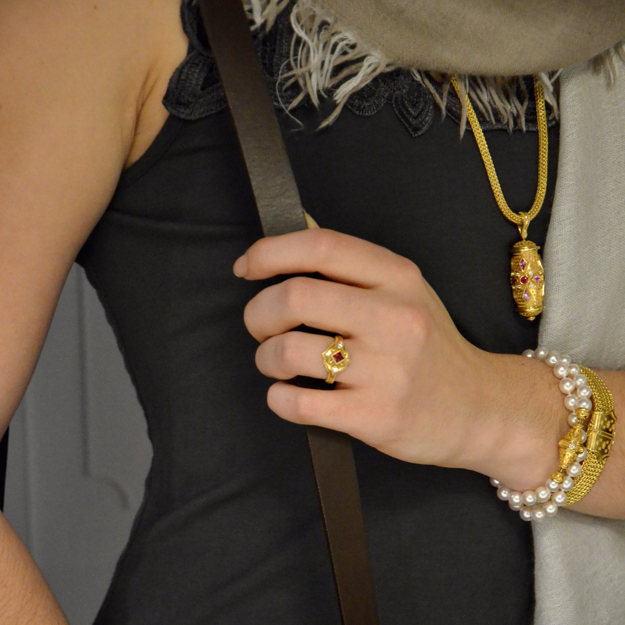 Akoya Pearl Necklace with Diamond clasp