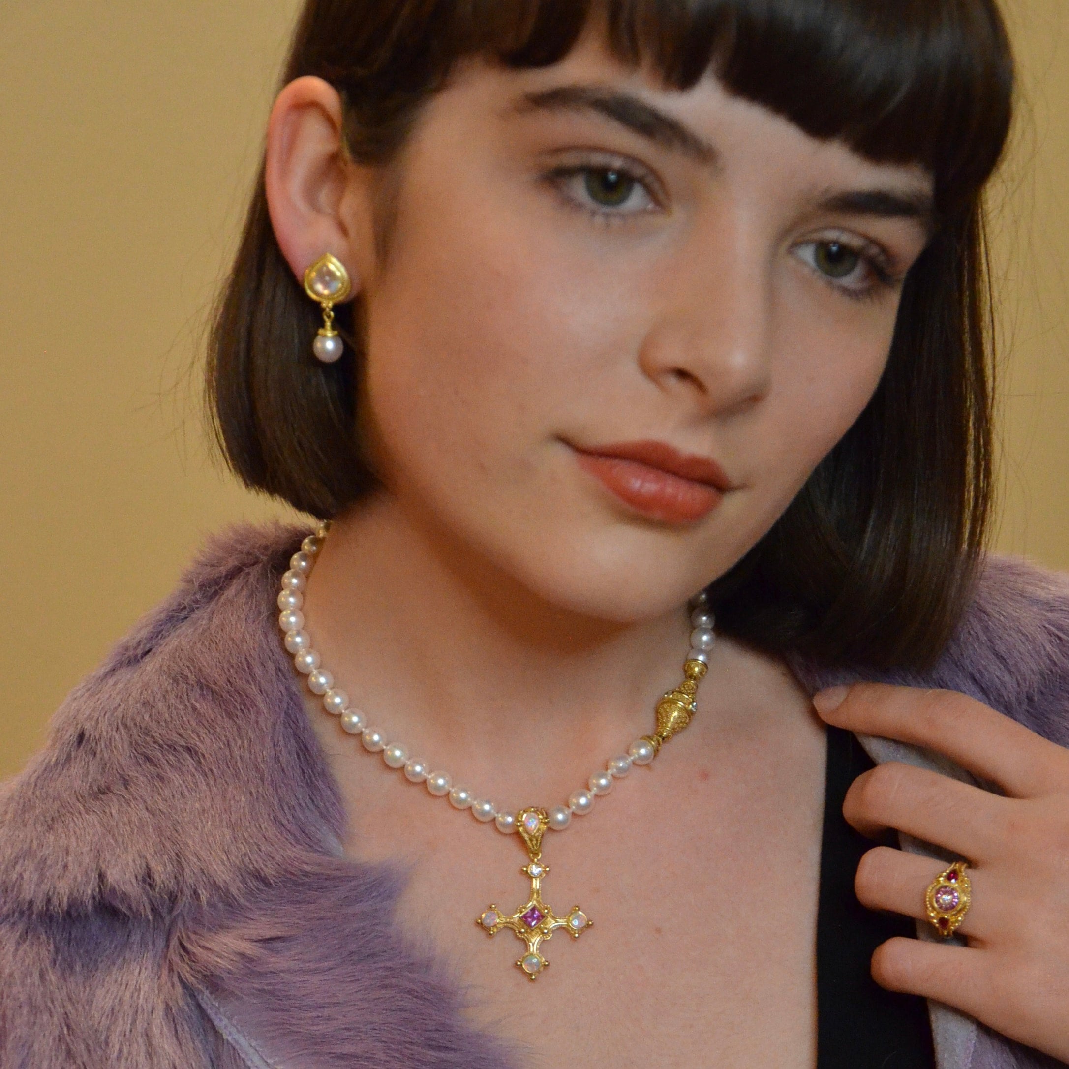 Akoya Pearl Necklace with Diamond clasp