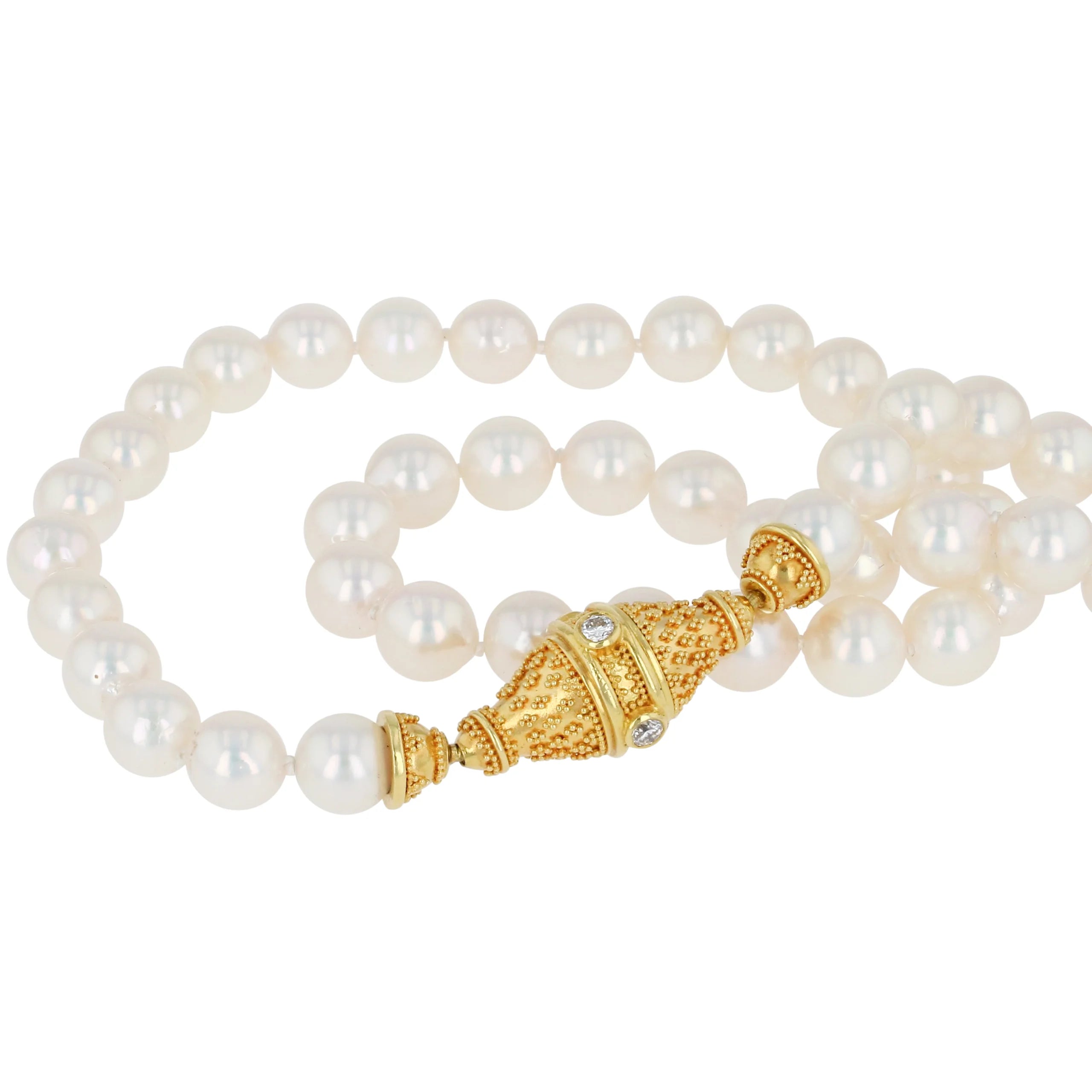 Akoya Pearl Necklace with Diamond clasp