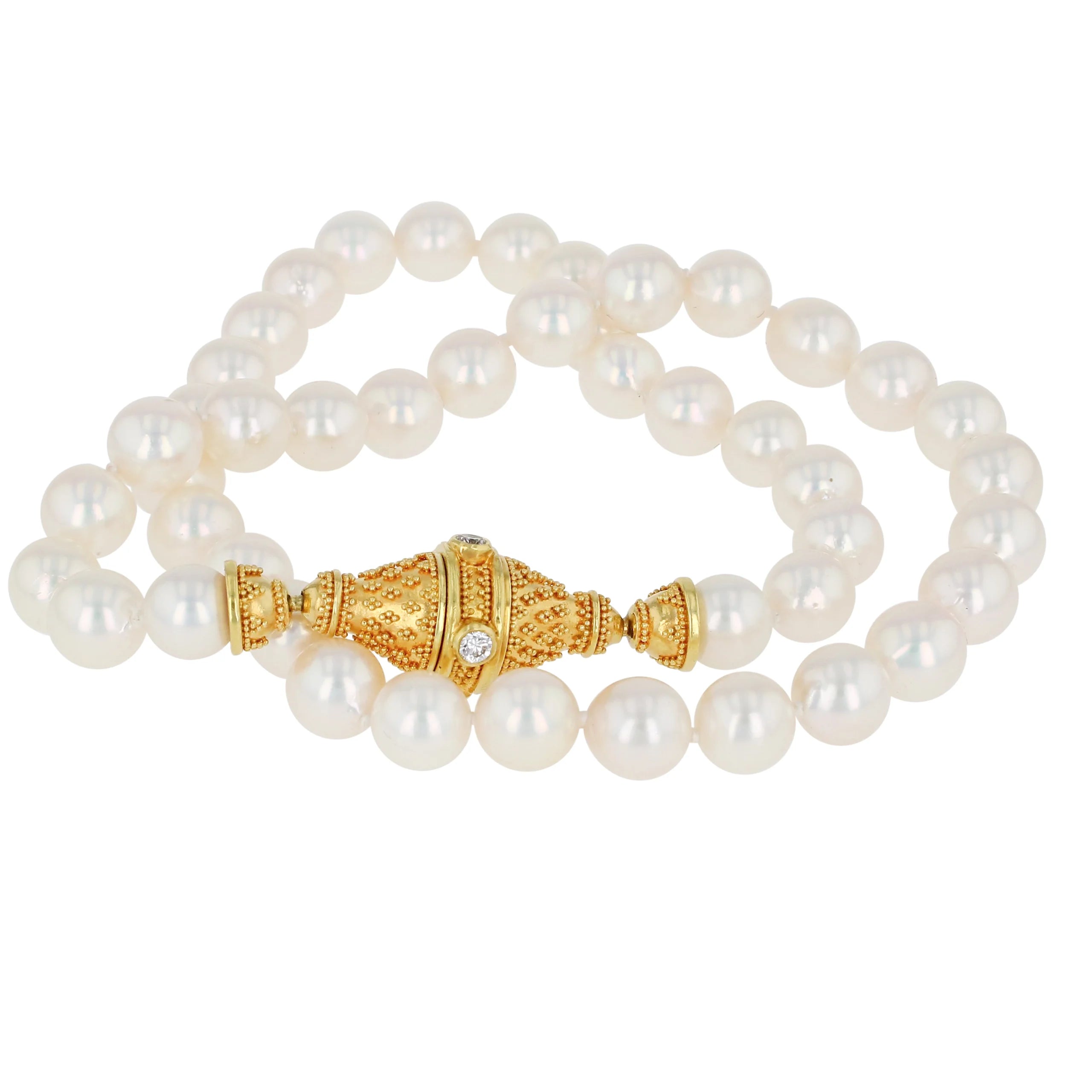 Akoya Pearl Necklace with Diamond clasp