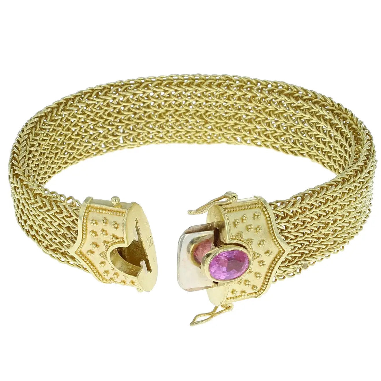 Pink Sapphire Woven Chain Bracelet