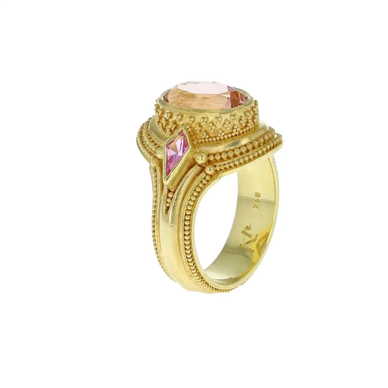 Deep Pink Sapphire and Tourmaline Ring