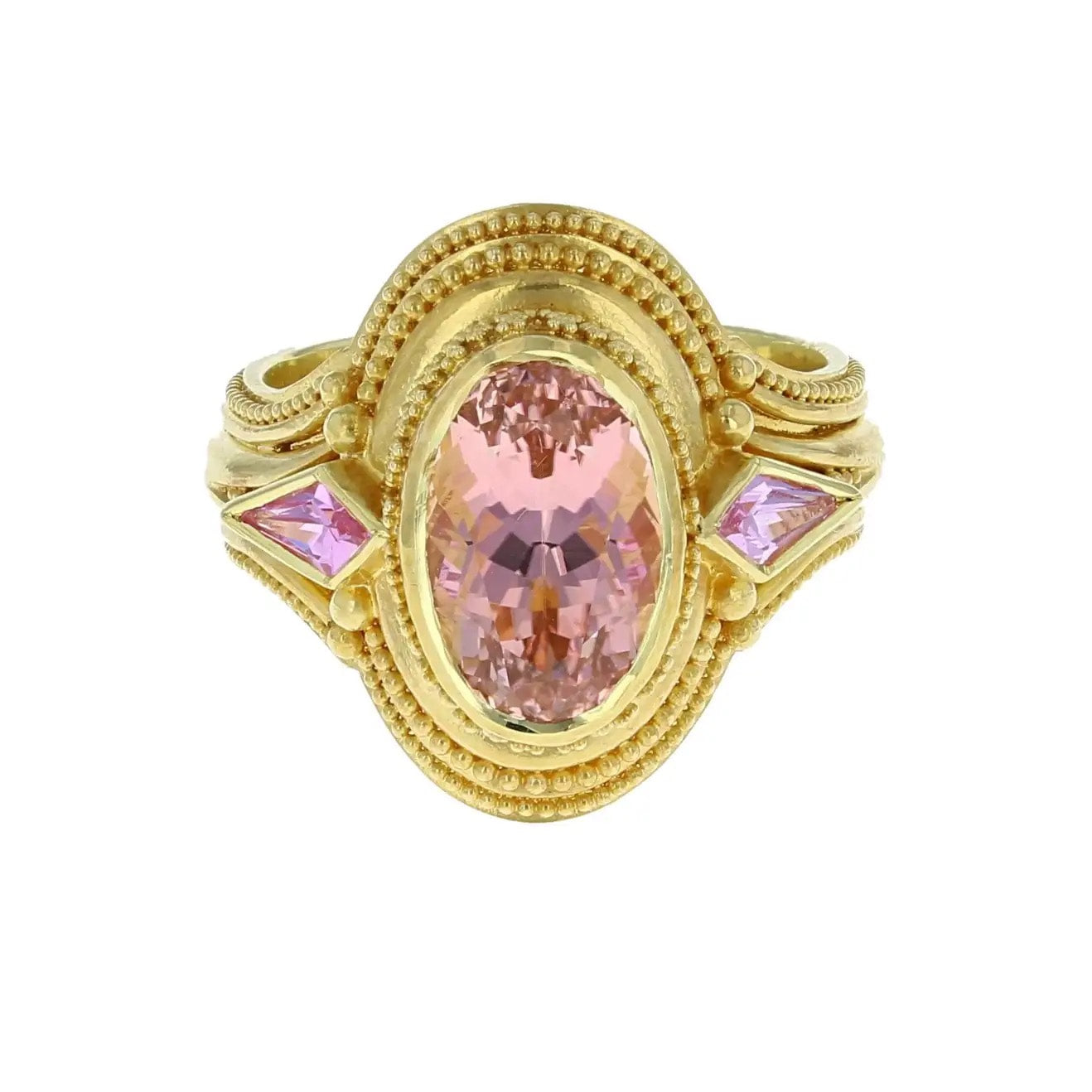 Deep Pink Sapphire and Tourmaline Ring