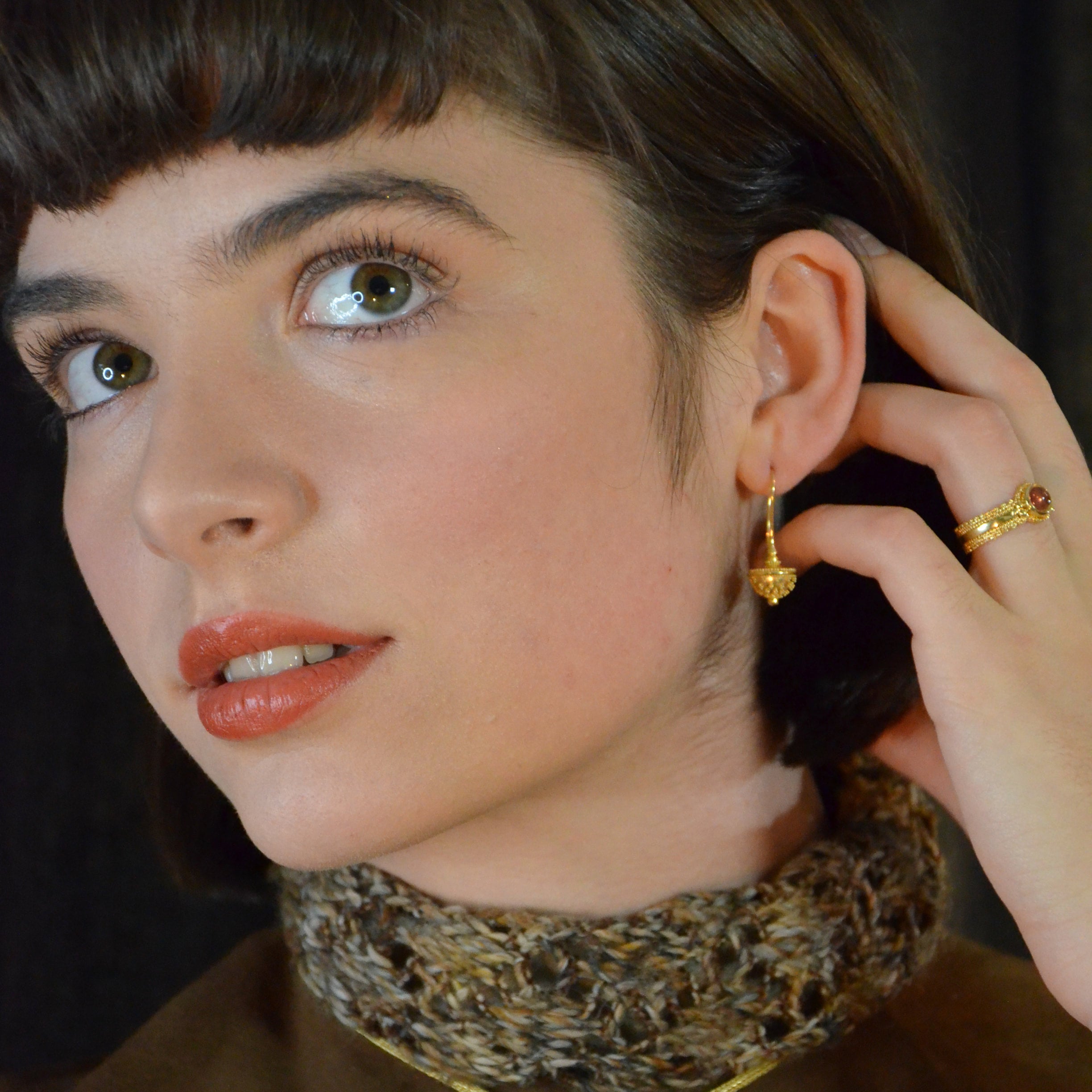 All Gold Acorn Drop Earrings