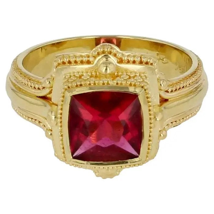 Square Cushion Rubellite Tourmaline Cocktail Ring