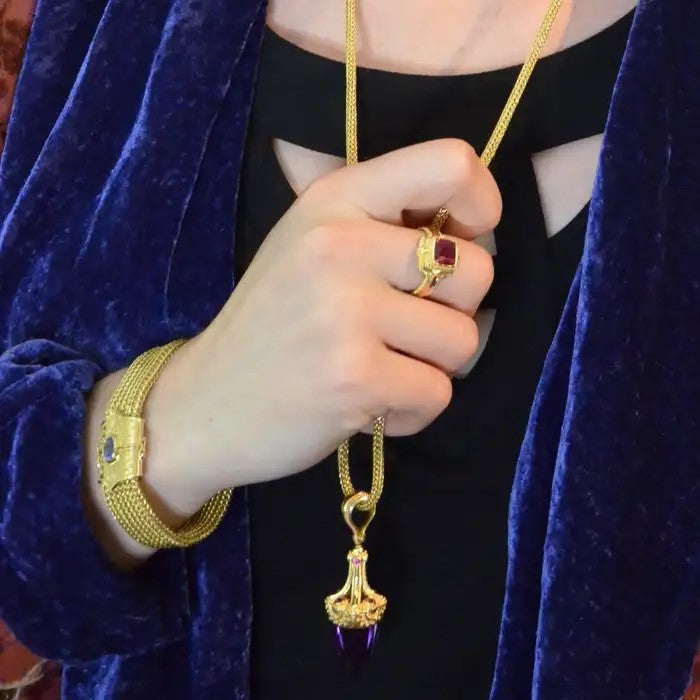 Square Cushion Rubellite Tourmaline Cocktail Ring