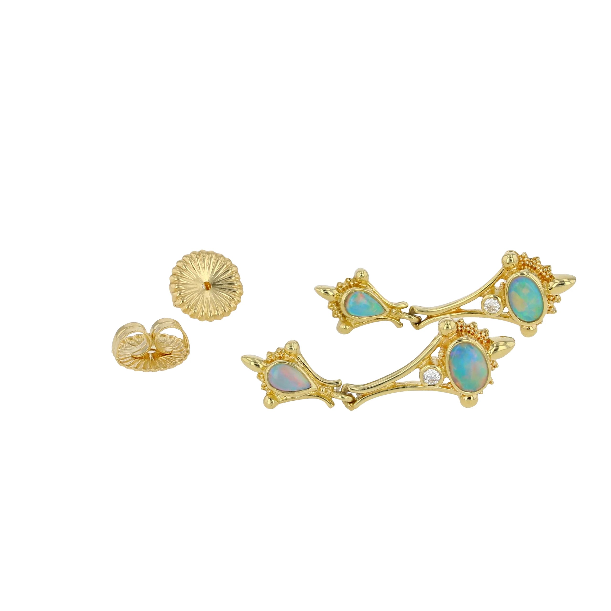 Opal and Diamond Drop Earrings