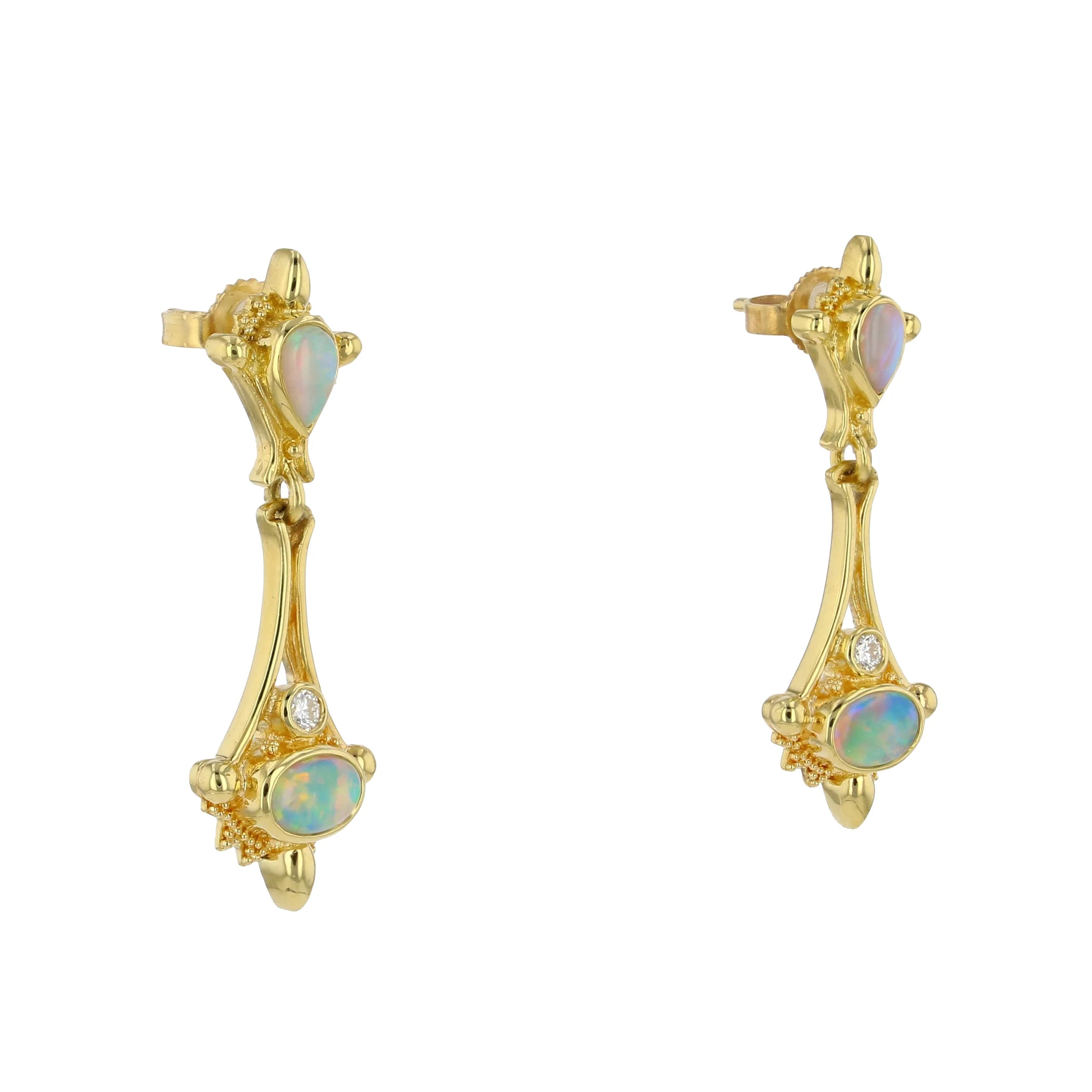 Opal and Diamond Drop Earrings