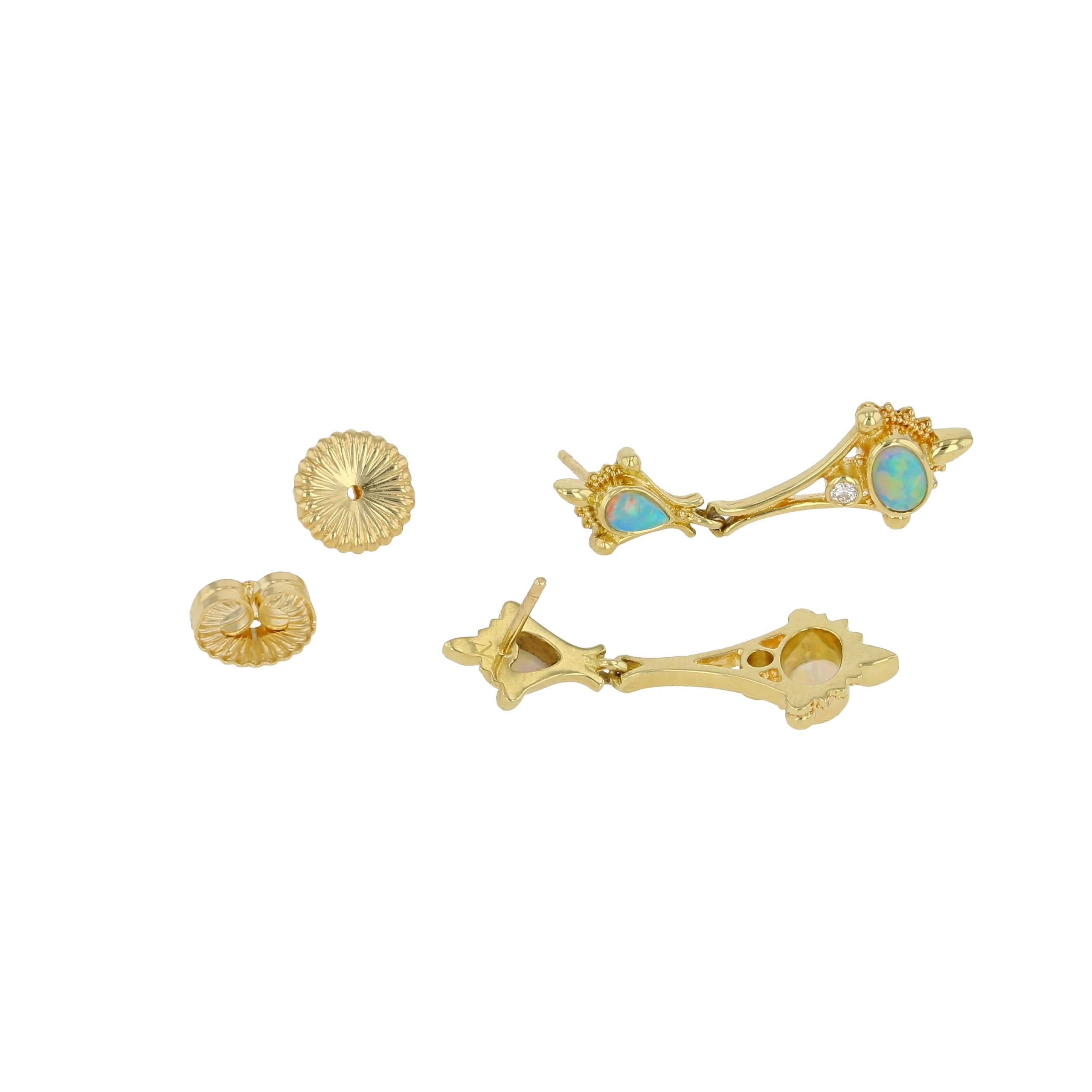Opal and Diamond Drop Earrings