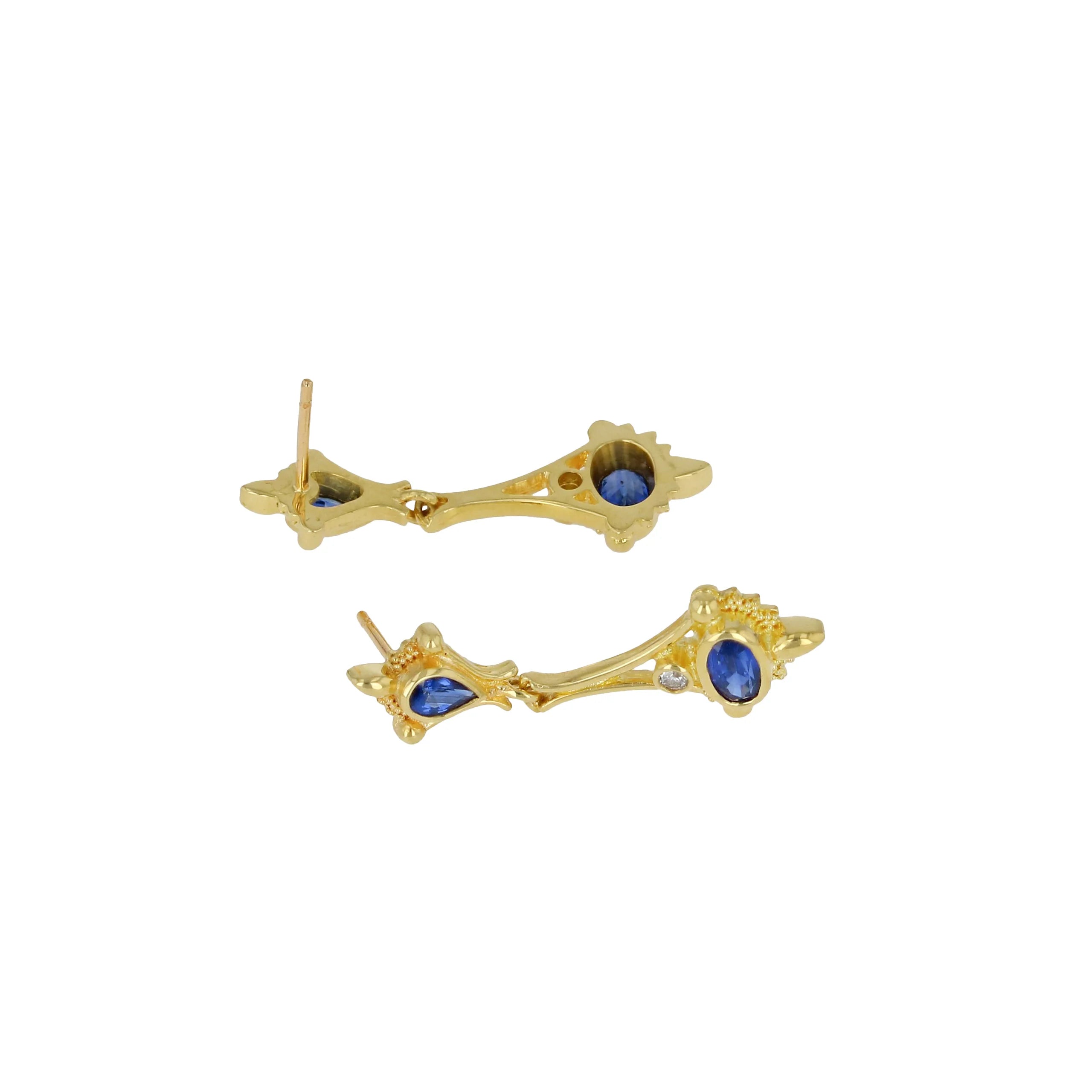 Blue Sapphire and Diamond Drop Earrings