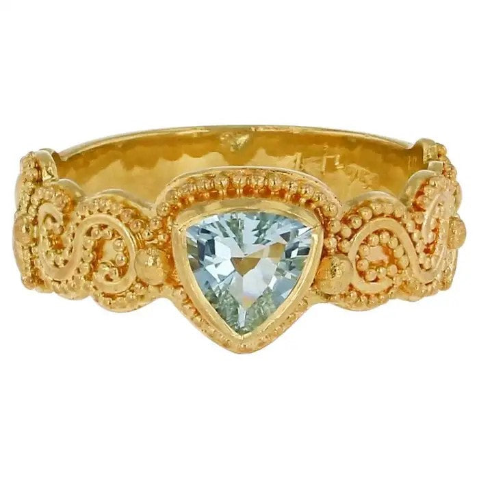 Trillion Aquamarine Solitaire Ring