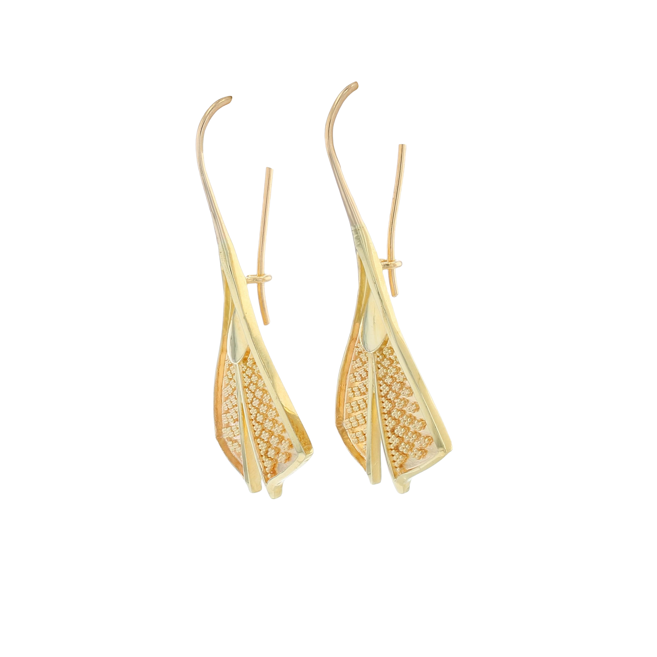 All Gold Feather Drop Earrings