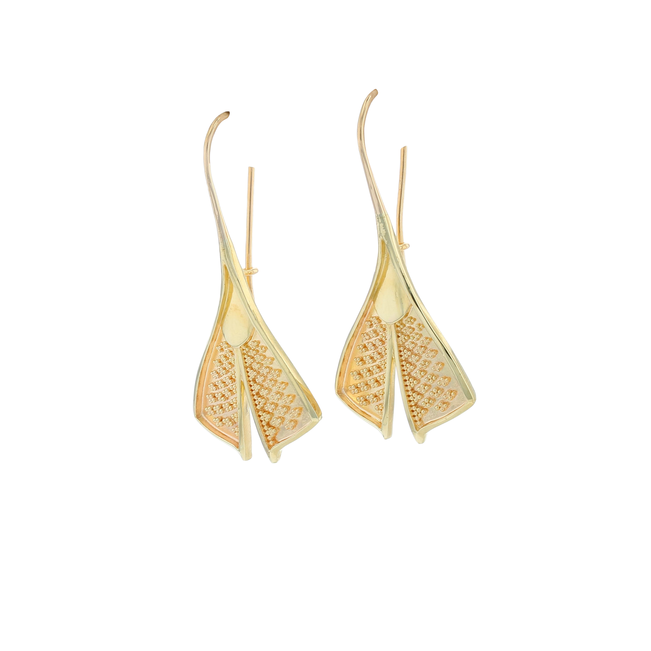 All Gold Feather Drop Earrings