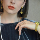 Kent Raible 18 Karat Gold Seafoam Tourmaline Chain Bracelet with Granulation