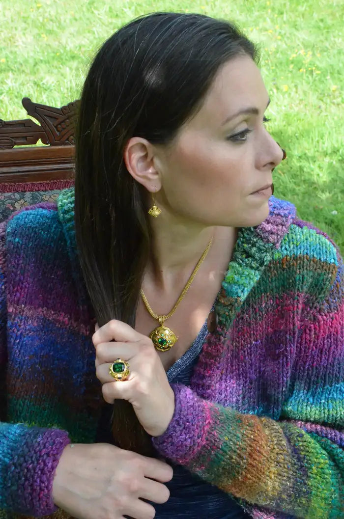 Green Tourmaline and Blue Sapphire Cocktail Ring