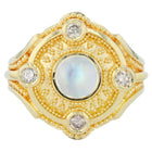 Moonstone and Champagne Diamond 18 Karat Gold Granulation Cocktail Ring