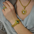 Kent Raible 18 Karat Gold Seafoam Tourmaline Chain Bracelet with Granulation