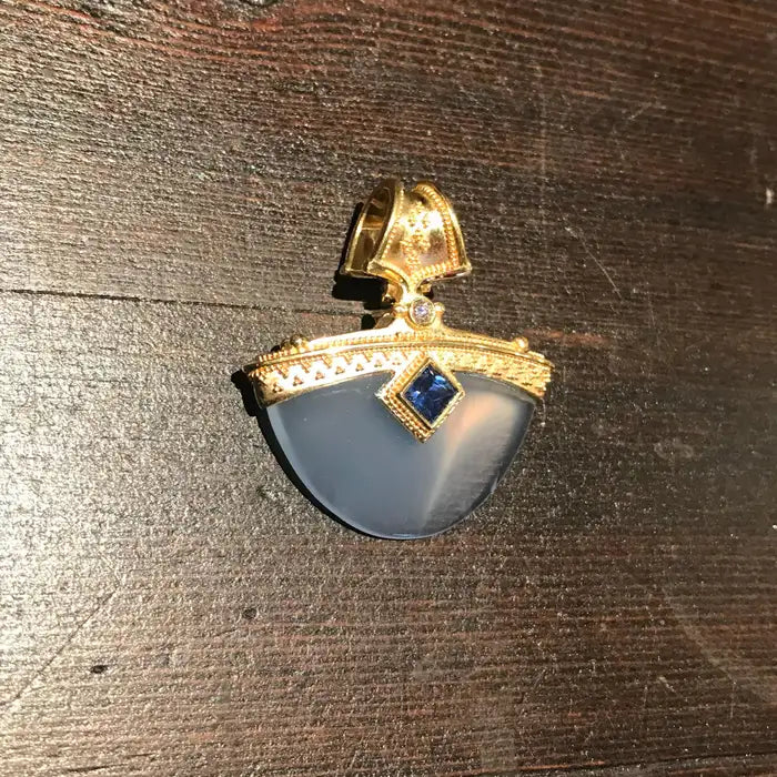 Chalcedony, Sapphire, Diamond Pendant Enhancer