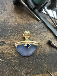 Chalcedony, Sapphire, Diamond Pendant Enhancer
