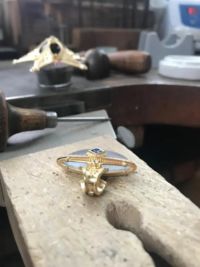 Chalcedony, Sapphire, Diamond Pendant Enhancer