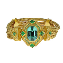 Kent Raible 18 Karat Gold Seafoam Tourmaline Chain Bracelet with Granulation