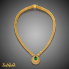 Chrome Tourmaline Drop Necklace, Handwoven Chain