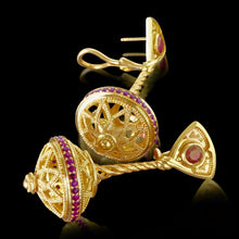 Ruby Flying Saucer Chandelier Earrings