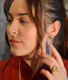 18 Karat Gold Pink Sapphire and Pearl Drop Earrings with Granulation